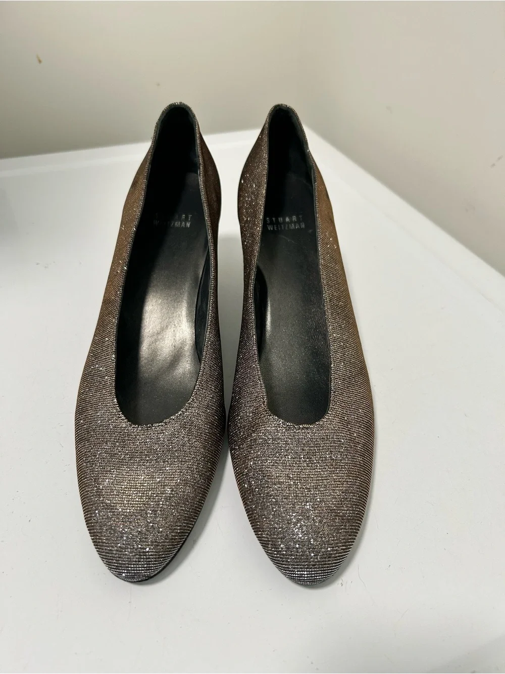Stuart Weitzman Sparkly Silver Gold Heels Size 10N Narrow